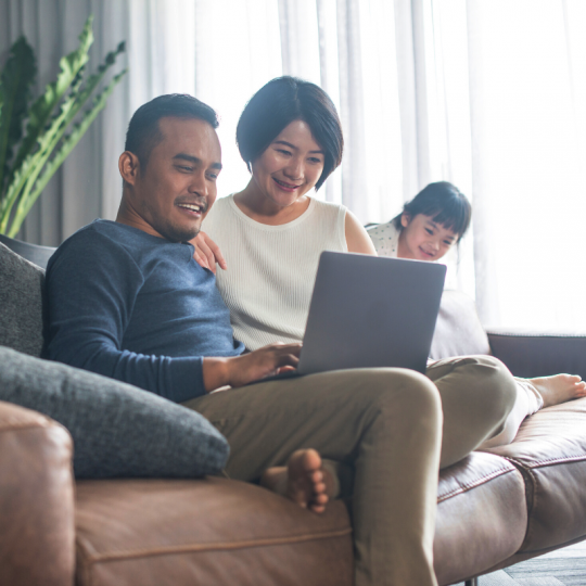 Family using computer image