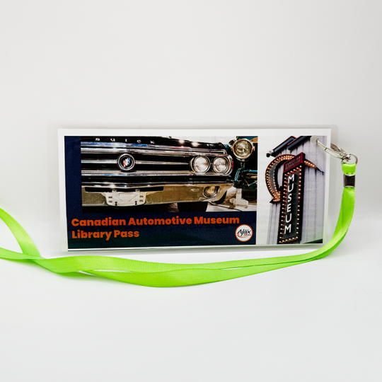 A Canadian Automotive Museum Library pass on a white background.