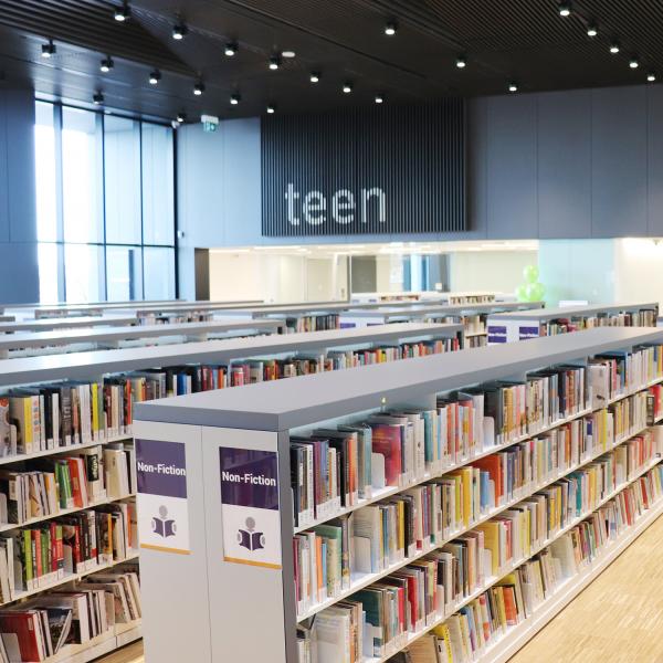 Books on Library shelves