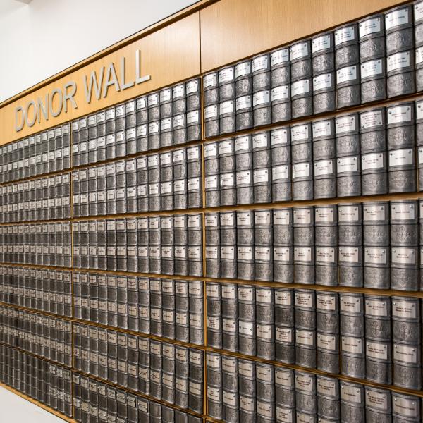 The Donor Wall in Ajax Public Library's Main Branch.